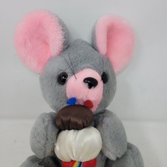 Vintage Plush Stuffed Animal Mouse 10” Ice Cream Cone 80s Small - Picture 2 of 8
